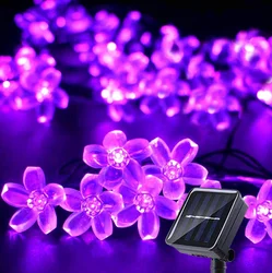 Solar Flower String Lights - Waterproof Outdoor Garden Decoration - 22M 200leds 8mdoe (Purple)