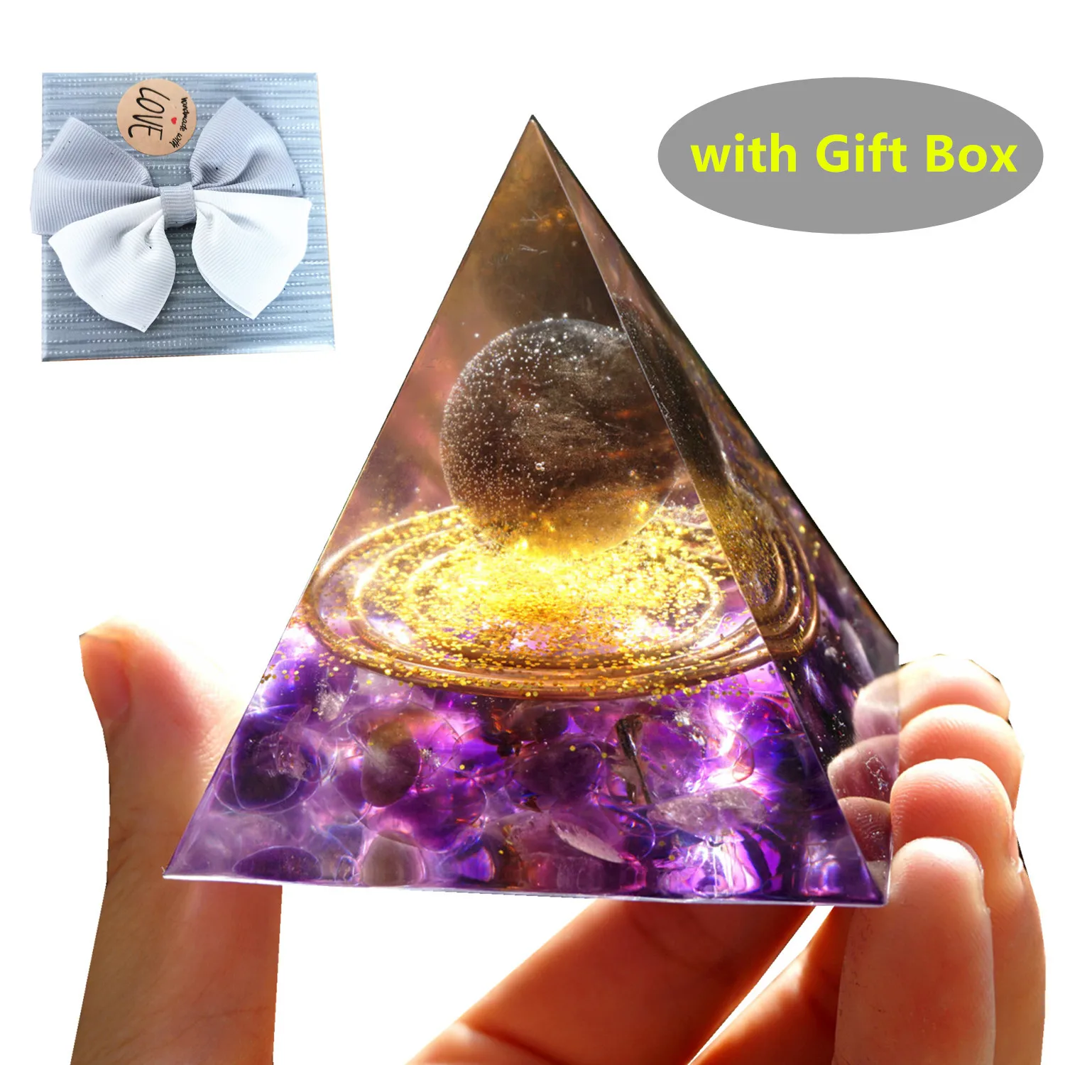 

Пирамида из органита 60 мм, Дымчатая Хрустальная Сфера с аметистом