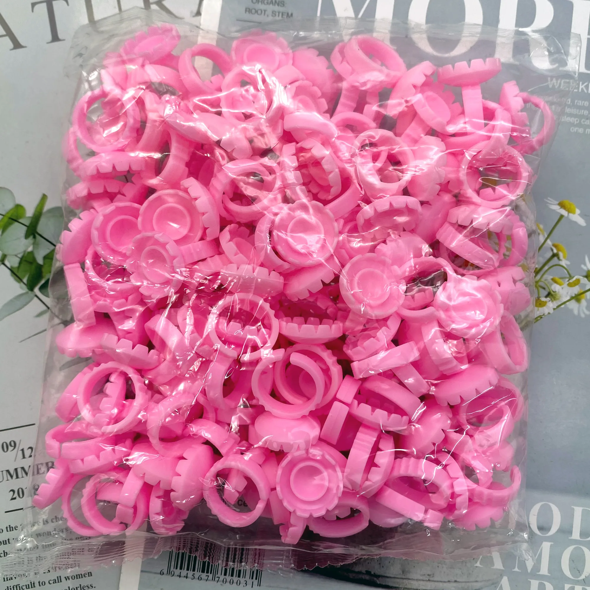 100Pcs Wholesale Disposable Eyelash Glue Fan Cup Rings Holder Container Tattoo Pigment Eyelash Extension Tools Lash Supplies