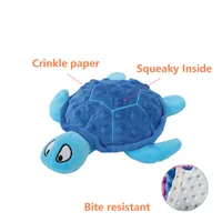 Dog Squeaky Toys Turtle Shape Plush Dog Cat Toy No Stuffing Crinkle Interactive Chew Toys for Small Large Dogs Puppy Plaything 2