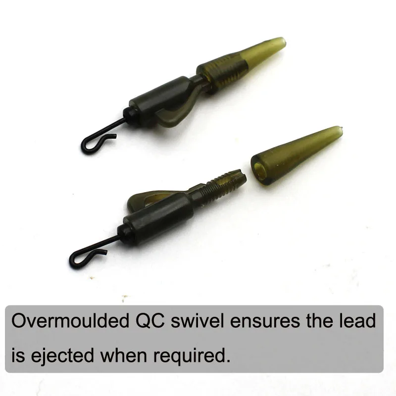 Carp Fishing Accessories Kit QC Hybrid Lead Clips with Tail Rubber Cone  Anti Tangle Sleeve Quick Change Swivels for Carp Rig