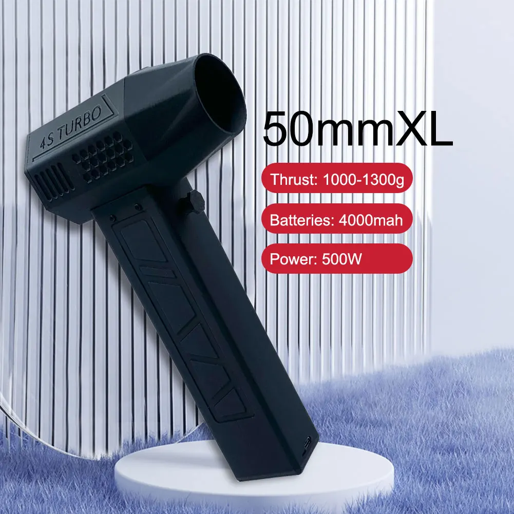 휴대용 덕트 선풍기, 브러시리스 모터 추력 1300g, 터보 폭력 선풍기, 4000mAh 리튬 배터리, 강력한 송풍기, 세차기, 50mm