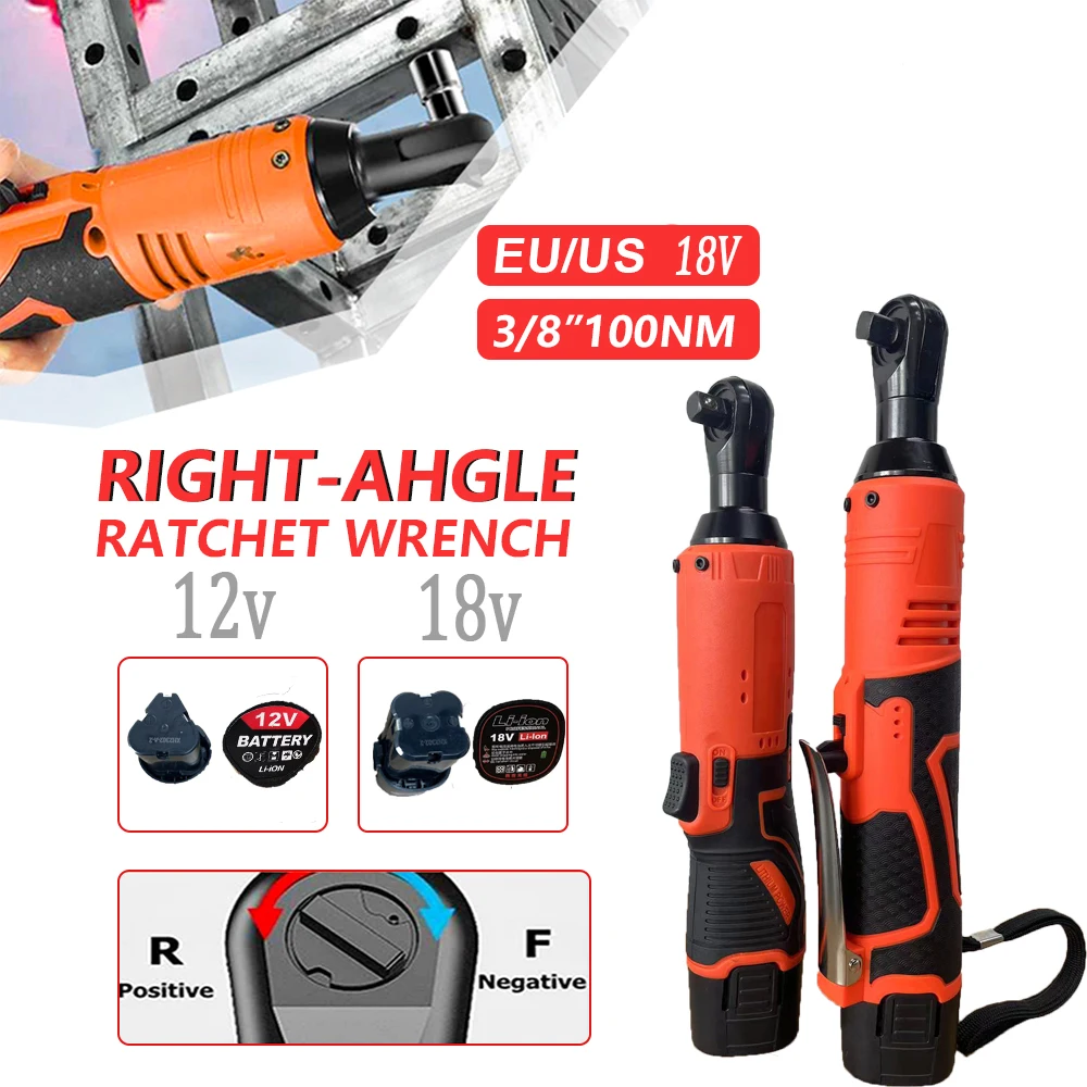 12V/18V Impact Wrench Cordless Rechargeable Electric Wrench 3/8 Inch Right Angle Ratchet Wrenches Impact Driver Power Tool image_0