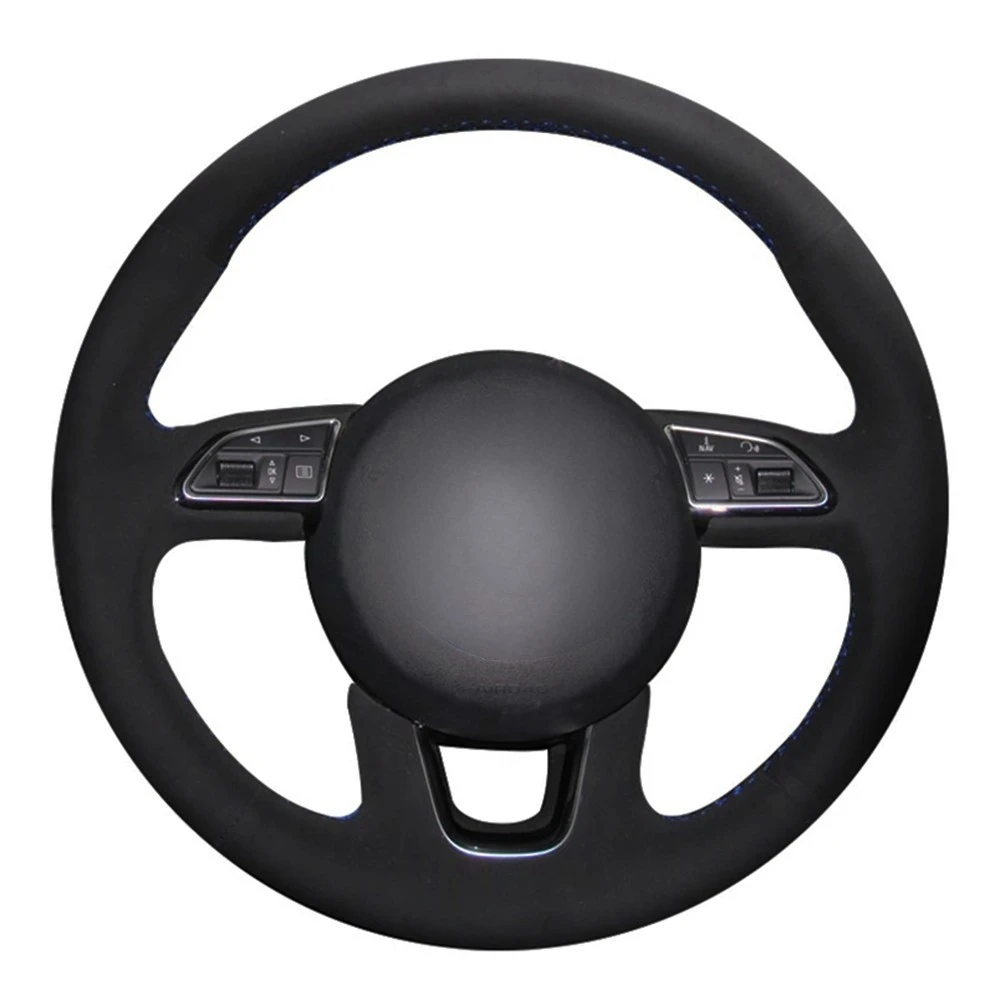 

Car Steering Wheel Cover Hand-stitched Genuine Leather Suede For Audi Q3 (8U) Q5 (8R) Q7 (4L) SQ5 (8R) 2013-2017