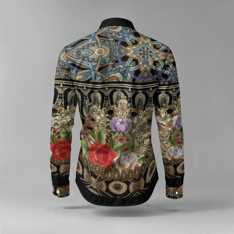 2025 Spring Summer Men Shirt Set Brand Print Fashion Printing Two Piece Set Mens Light Luxury Lightweight Party Long Sleeves_voghion.com