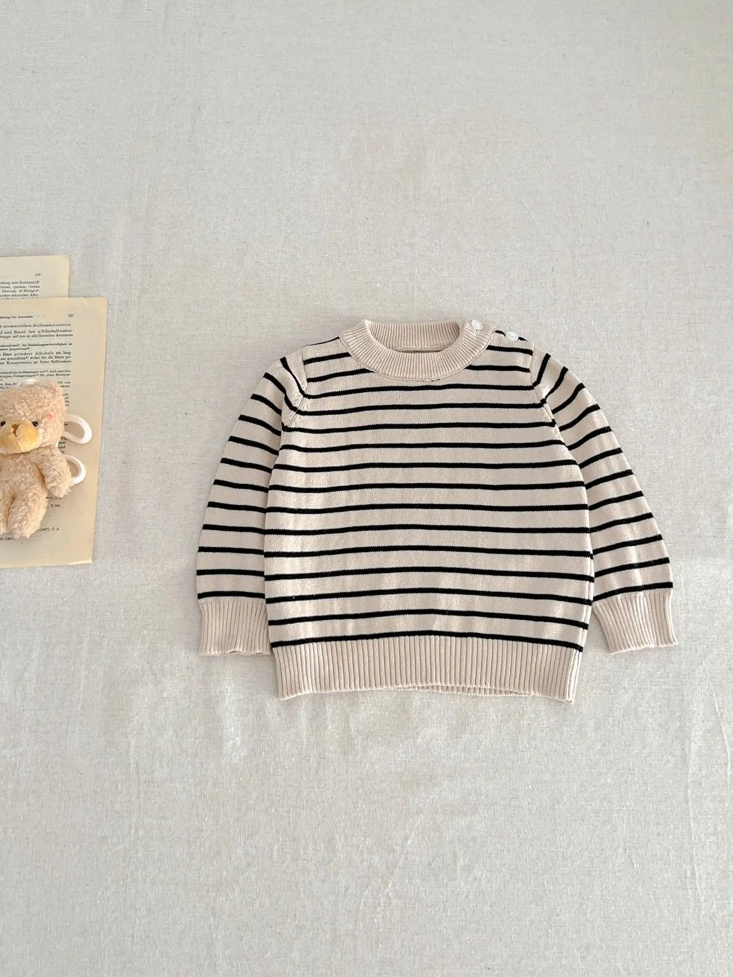 Spring And Autumn Newborn Infant Baby Boys And Girls Knit Top Shirt Stripe Round Dot Sweater