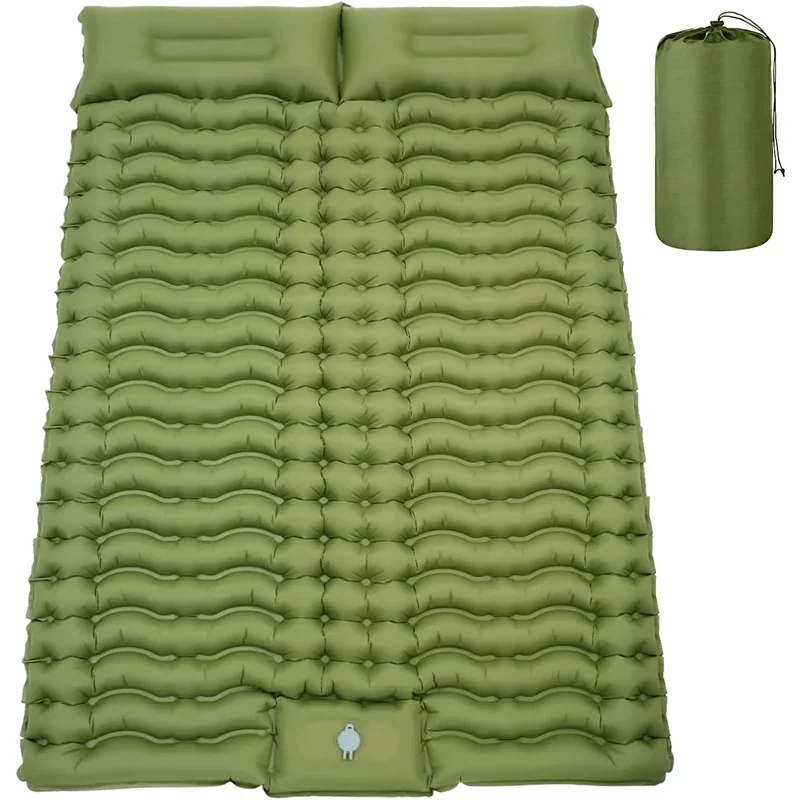 

1.4X2m Double Sleeping Pad for Camping 10cm Thickness Self Inflating Camping Mat Built-in Foot Pump 2 Person Camping Mattress