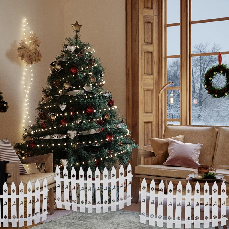 10/15/20Pcs Christmas Tree Fence Decoration White Plastic Plant Mini Fence for New Year Party Home Garden Holiday Indoor Decor garden edging border garden fence artificial fence panels