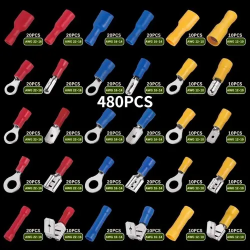 Insulated Cable Connector Electrical Wire Crimp Spade Butt Ring Fork Set Ring Electric Crimp lugs Rolled Terminals Assorted Kit - Image 2