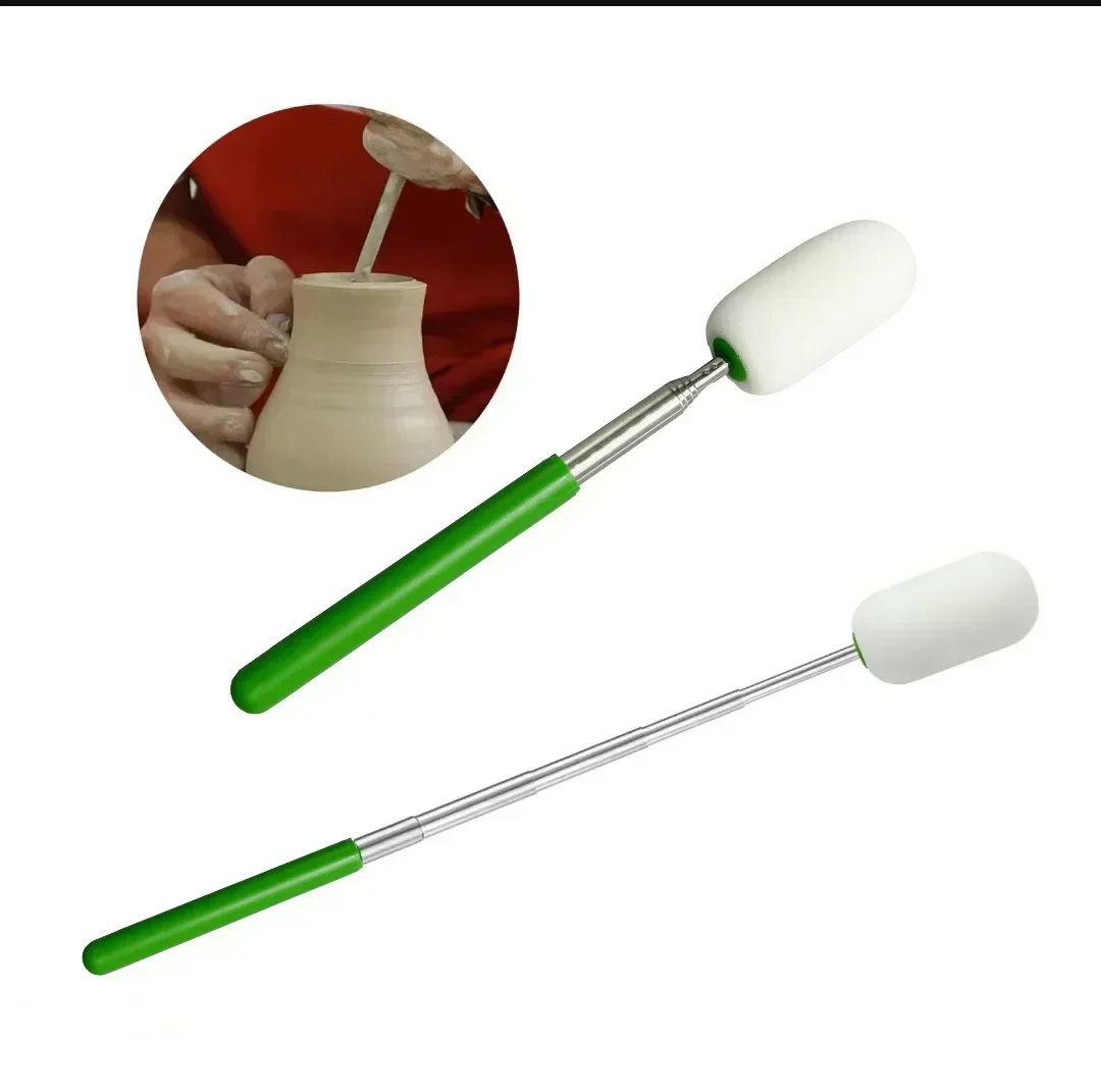 Pottery Sculpture Sponge Holder DIY Pottery Absorbent Sponge Telescoping Stick Ceramic Throwing Stick Trimming Tools