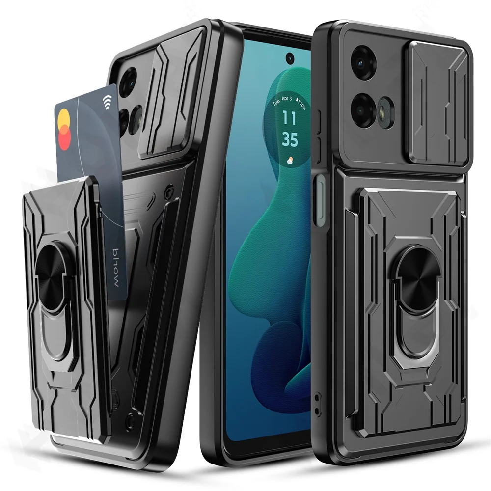 Cover Motorola Moto G54 5G Con Anello Magnetico 360° – Antiurto, Supporto Per Auto, Verde Scuro