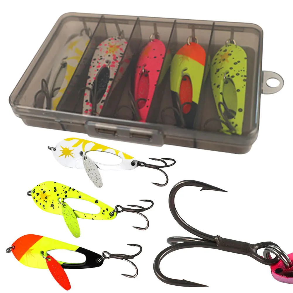 5Pcs 4g Spinner Bait with Treble Hooks Artificial Hard Bait Fishing Wobblers for Bass Pike Fishing Accessories