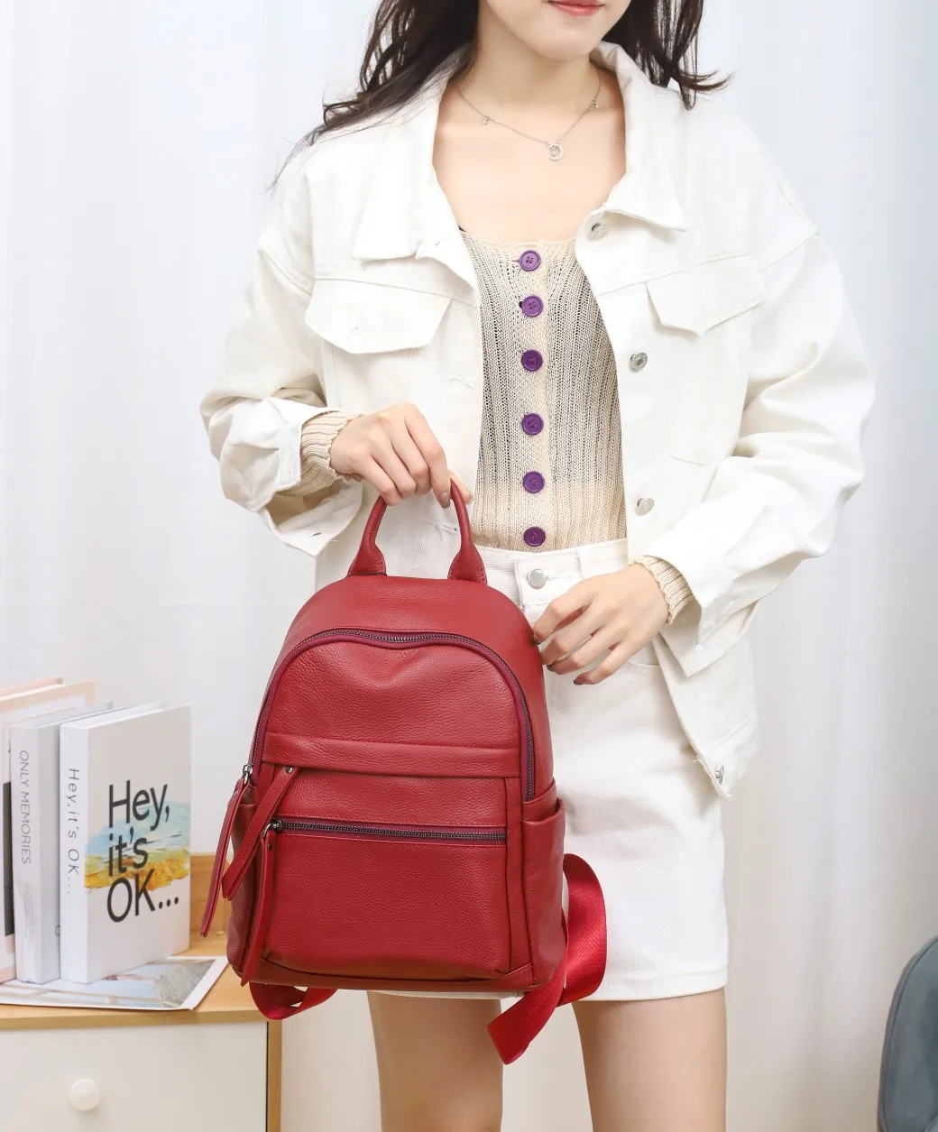 

New Natural Cowhide 100% Genuine Leather Women Backpacks Fashion Casual Laptop Bags Travel Camping Teenager Backpacks