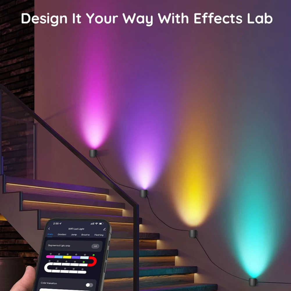 

RGBIC Wall Lights Multicolor Wall Sconces With Remote Control WiFi Smart Lights With16 Million Colors For Decor