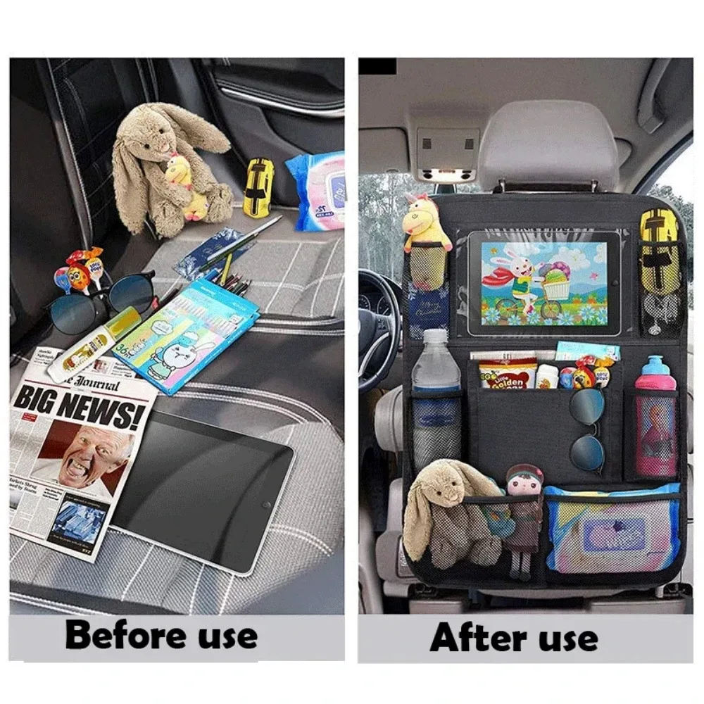 Car Seat Back Organizer 9 Storage Pockets Touch Screen Tablet Holder Protector Kids Children Car Accessories