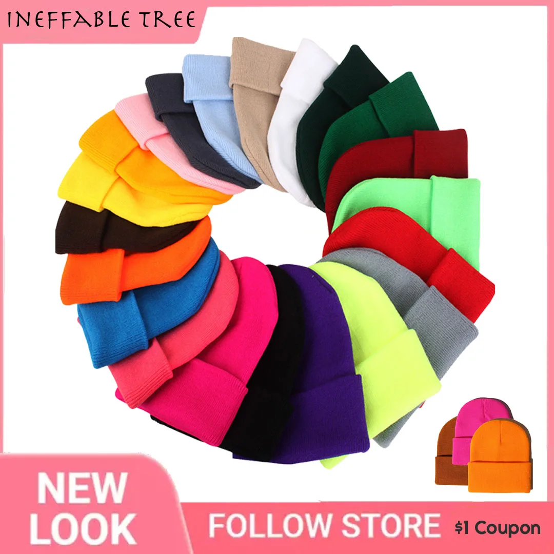 Fashion Solid Color Knitted Beanies Hat Winter Warm Ski Hats Men Women Multicolor Skullies Caps Soft Elastic Cap Sport Bonnet |