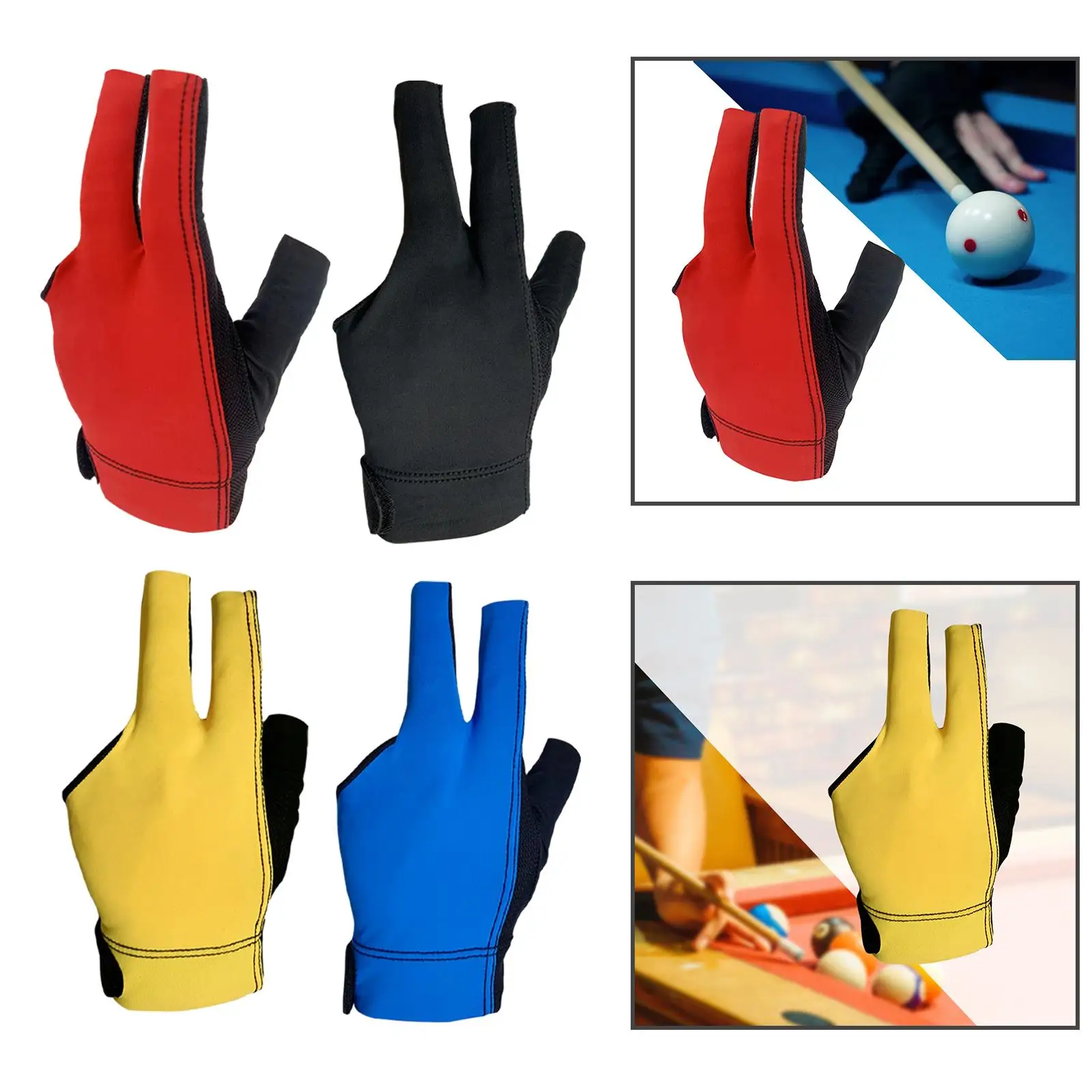 Three Fingers Billiard Glove Anti Slip Training Wear Resistant Durable Billiard Fitness Accessories Universal Snooker Cue Glove