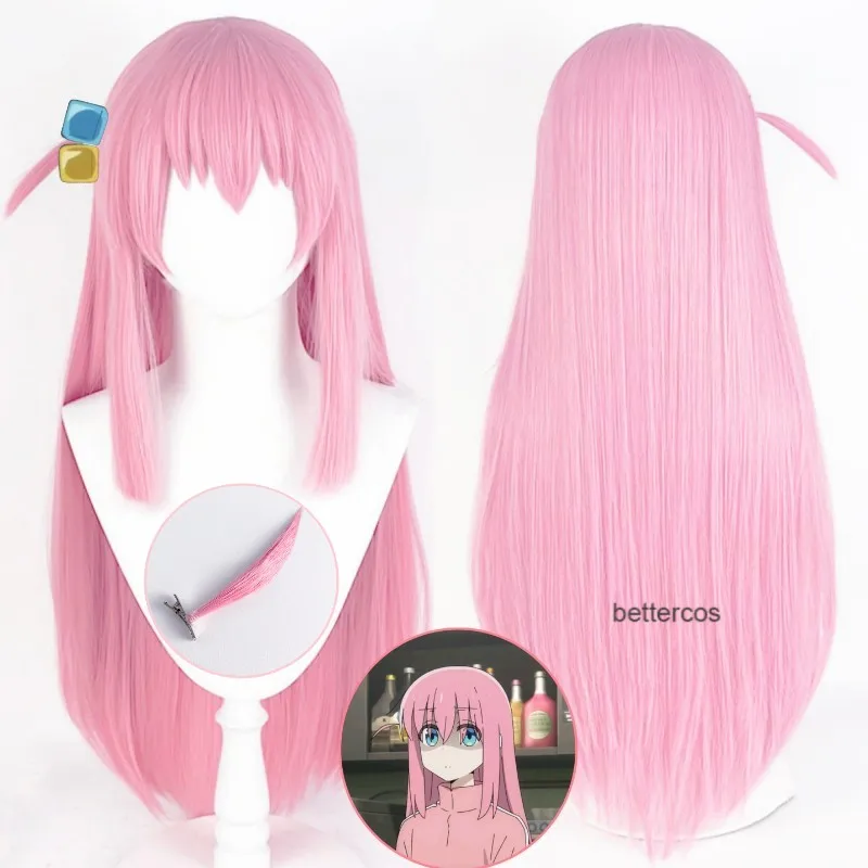 

Goto Hitori Wig Anime Bocchi The Rock! Gotou Gotoh Cosplay Wig Long Pink Straight Hair Heat Resistant Women Party Wigs + Wig Cap