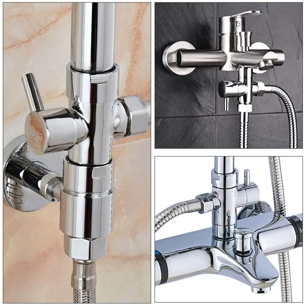 Diverter Valve T Adapter Valve G7/8" G1/2" Diverter Valve 3 Way T-Adapter Converter for Shower Brass Water Tap