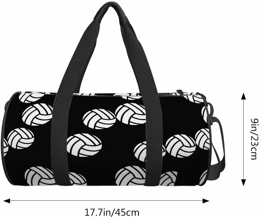 Volleyball Black Travel Duffel Bag Sport Symbol Lightweight Sports Tote Gym Bag Shoulder Weekender Overnight for Men Women