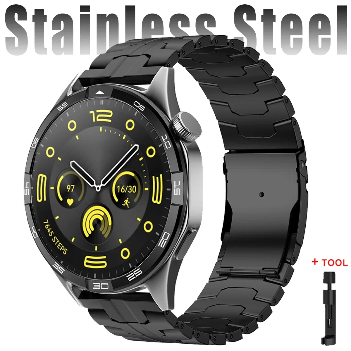 Luxury Titanium Watchband Bracelet, 22mm Strap