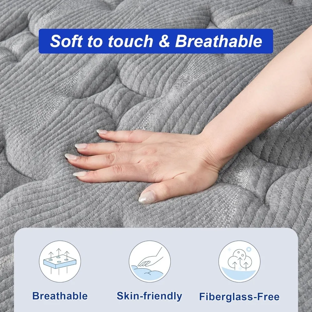 12 Inch Mattress, Medium Firm Hybrid Mattress in a Box, Pressure Relief Memory Foam, Breathable Knitted Cover 4