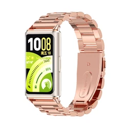 Premium Metal Wristband for Smart Fitness Tracker - Durable and Stylish Strap Accessory (3 Beads Rose Gold)