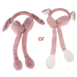 Adult Kids Winter Plush Headband Earmuff with Moving bag Bunny Ears Gift