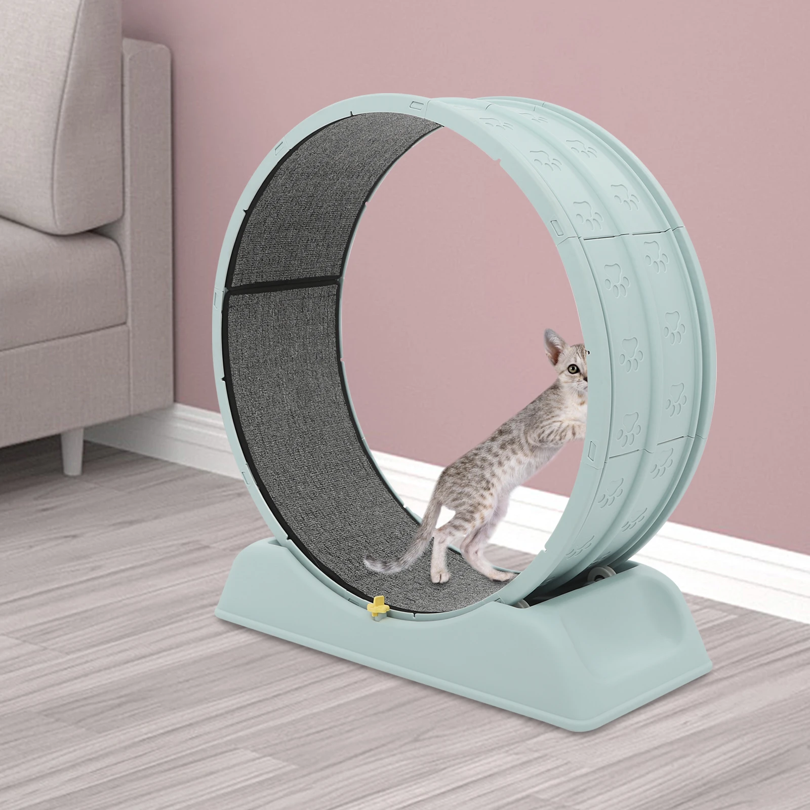 Tapis roulant per gatti, ruota per esercizi di 80 cm a casa, rulli per esercizi facili da montare per gatti e cani di piccola taglia, capacità di carico di 10 kg - immagine 3