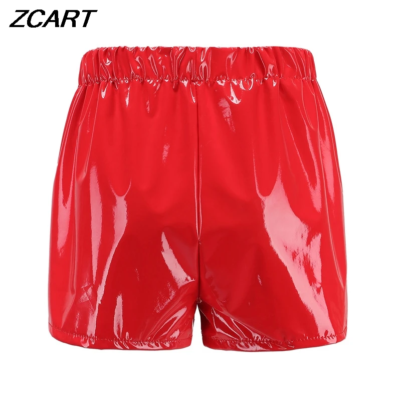 Sexy Women Faux Leather Shorts Goth Ladies Lace Up High Waist Shorts Female Sexy Mini Red Black Club Hot Pants
