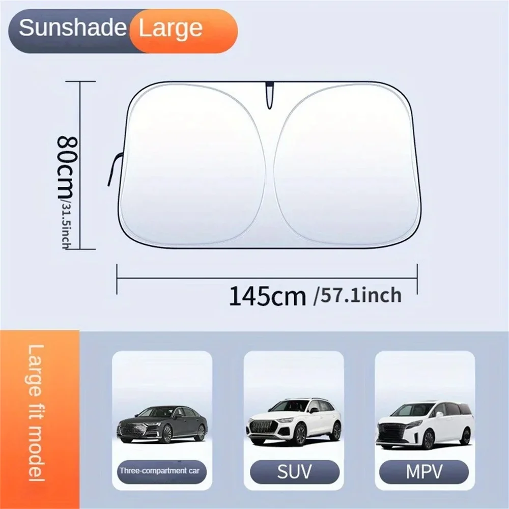 Car Sunshade, Sunscreen, Thermal Insulation Sunshade Curtain Front Windshield Car Mounted Sunshade Interior Cooling