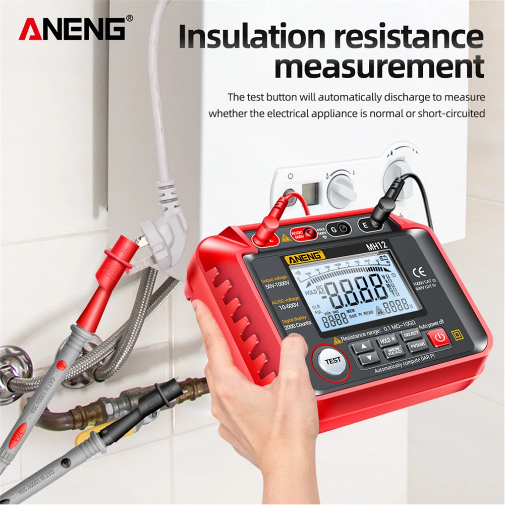 ANENG MH12 Digital Megohmmeter Insulation Resistance Meter Ohm Voltage Tester Cable High Voltage Voltmeter Meter voltage tester,resistance tester