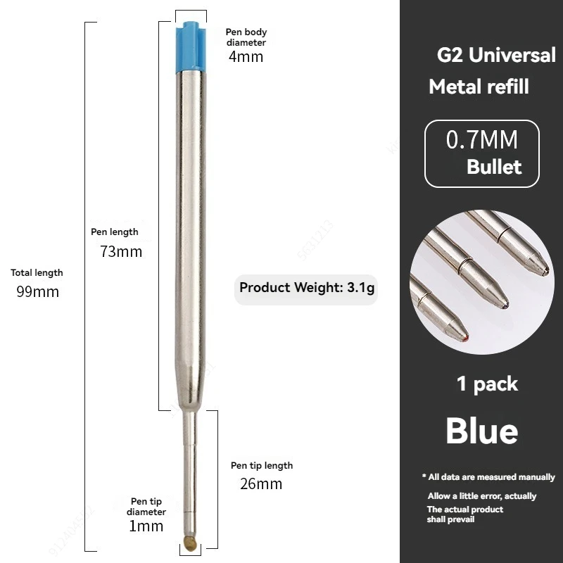 20pcs L:3.9 In/99mm Ballpoint Pen G2 Refills for Medium Point blue red Black Ink Rods for Writing Office Stationery 424 6