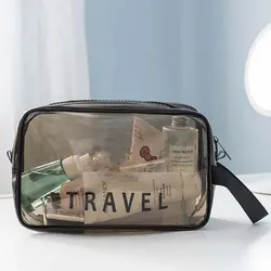 Clear PVC Multipurpose Travel Makeup Bag - Portable Cosmetic Organizer and Transparent Toiletry Storage (Gray transparent)