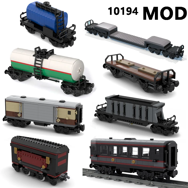 Moc Octan Train Tank Car E Emerald Night Carriage 10194 Mod Hopper Wagon Treni Carrello Con Buffer Building Blocks City Bricks