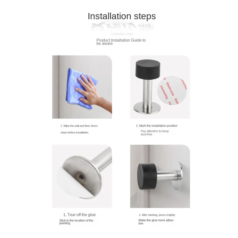 Door Stopper Silicone Door Stopper Magnetic Door Stopper Door Stopper Bumpers New Stainless Steel Door Stopper Punching/No Punching Anti-collision Door Suction Nail-free Hardware Doorstop Floor