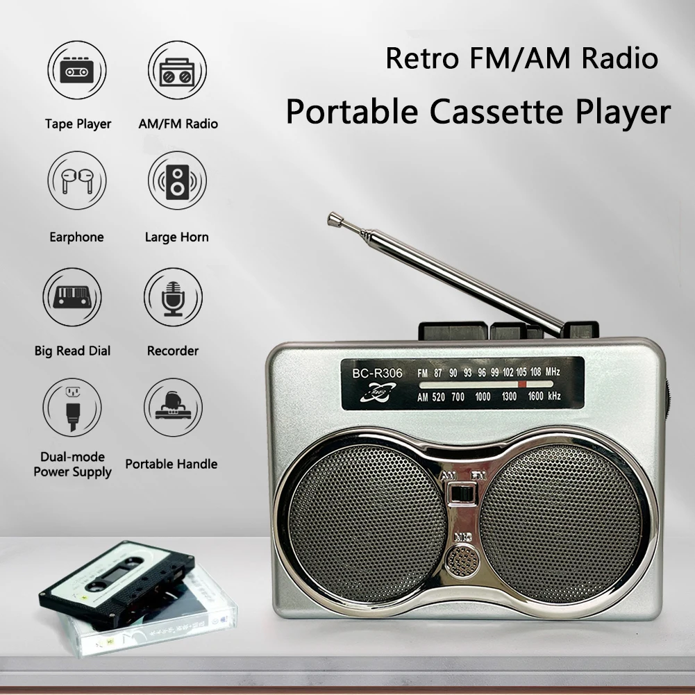 Lecteur de Cassettes Audio Portable Cassette Numériser vers USB avec  Poignée