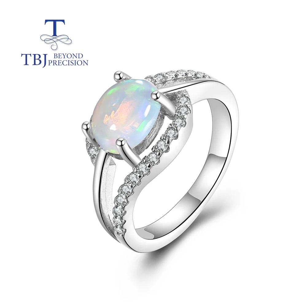 

2023 new Natural Ethiopia colorful Opal Ring Real gemstone oval 6*8mm good quality 925 sterling silver fine jewelry for women