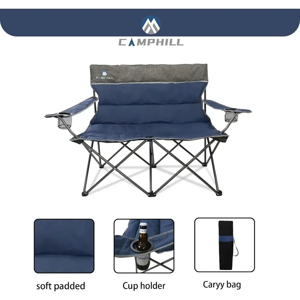 Camping 3-piece set, outdoor folding chairs, suitable for heavy-duty individuals with cup holders, can support up to 500 pounds 5