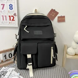 Large Capacity Canvas Black Backpack Light Simple Travel Bag Canvas black Student School Bag Canvas Student Zipper Backpack