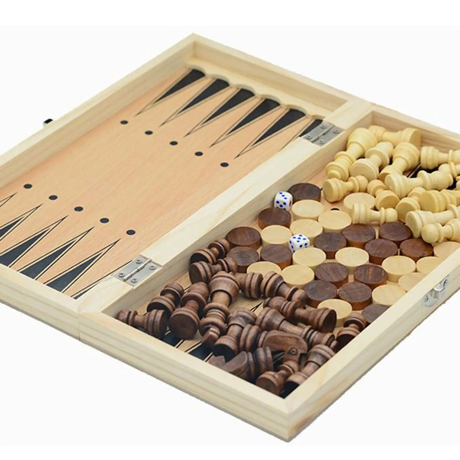 3 in 1 Chess Set Folding Storage Lightweight Chess Checkers Backgammon Sets wooden chess foldable chess board