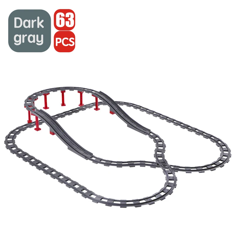 City Train Track Sets Assembly Railway Accessories Bricks Children Interactive Toys Big Size Building Blocks Compatible DuploED 5
