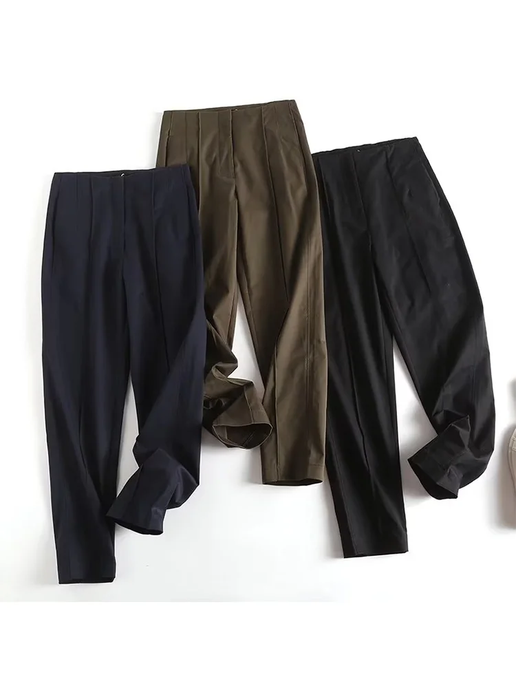 Bm&md&za Women 2022 New Fashion Tricolor Side Pockets Casual Tiny Flare