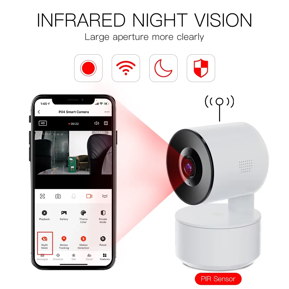 MOES 투야 PTZ 와이파이 IP 카메라, 스마트 자동 추적, 무선 보안 카메라, AI 인간 감지, 원격 제어, 1080P