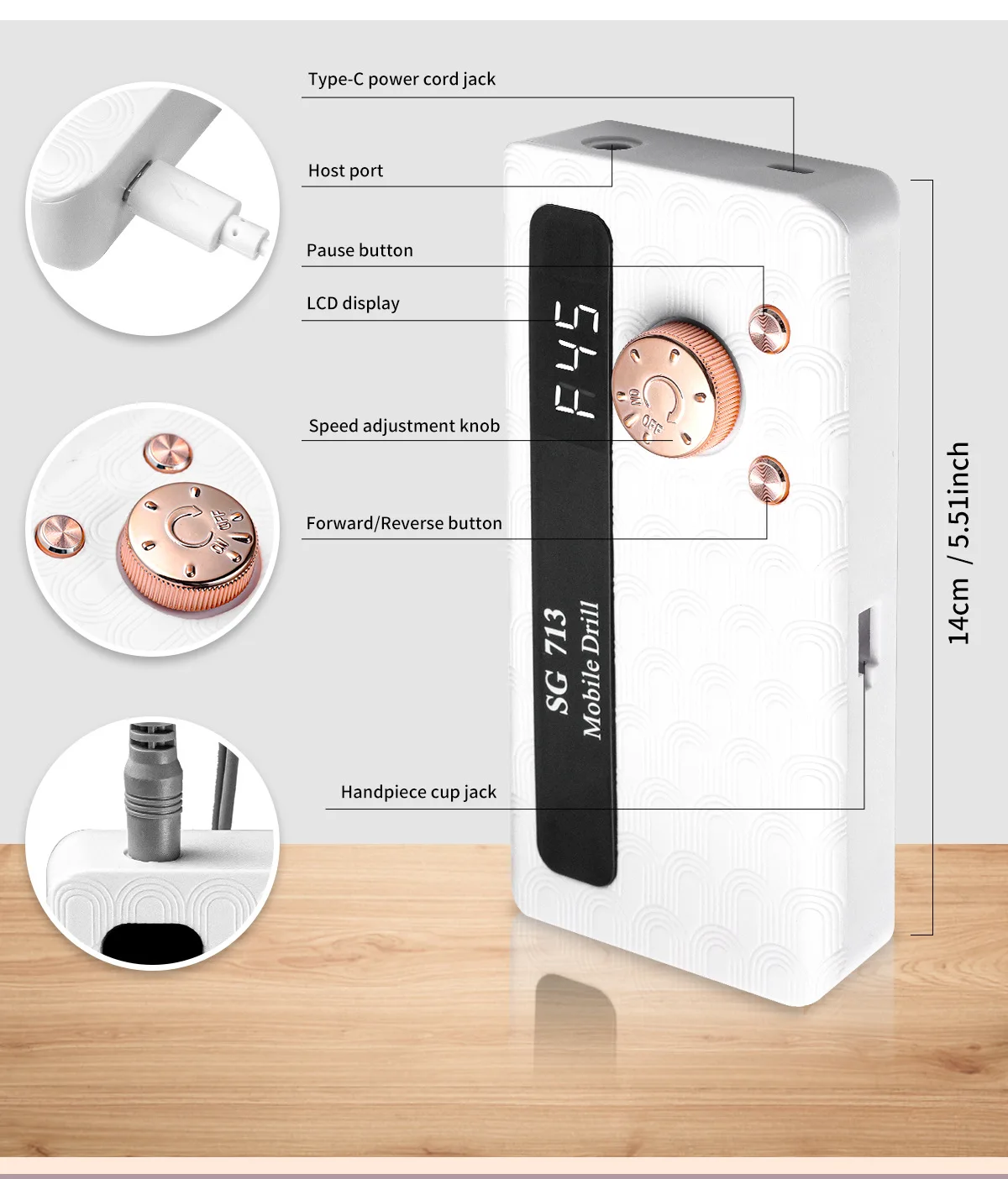 35000/45000RPM Rechargeable Nail Drill Machine Professional Portable Electric Ma