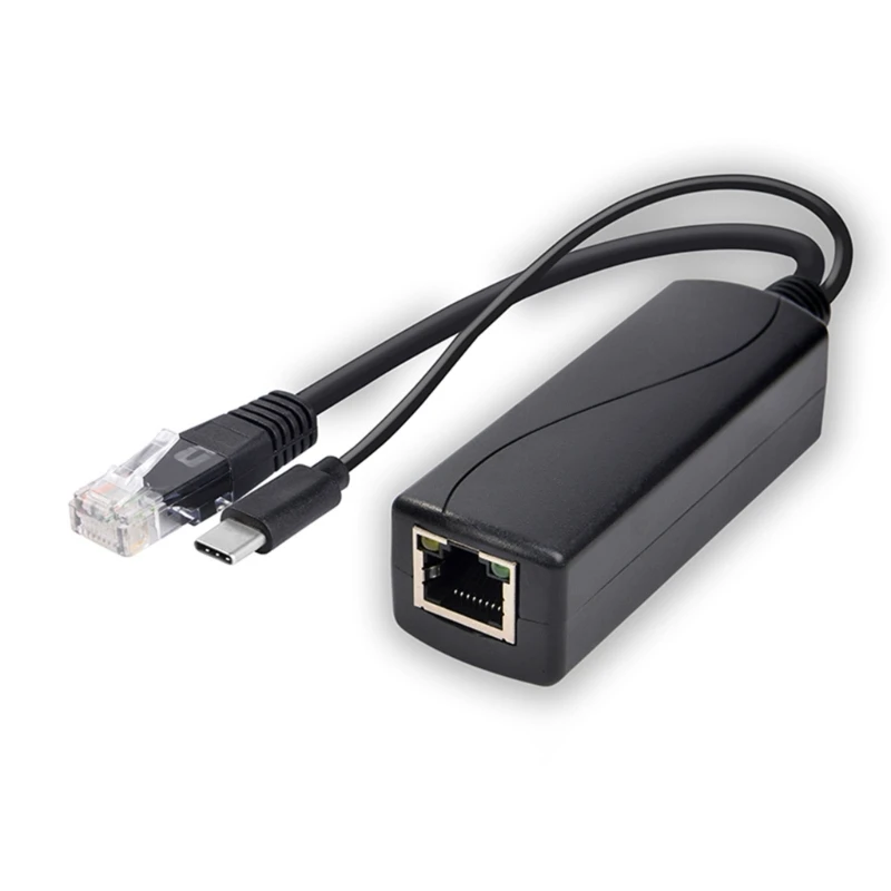 POE Ethernet Power Over Splitter 48V to 5V MicroUSB Type C DC5.5x2.1 DC3.5x1.35