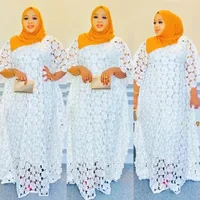 Lace Hollow Africa Dress African Dresses for 2023 New Women African Clothes Dashiki Taditional Boubou Arabic Robe Femme Moroccan