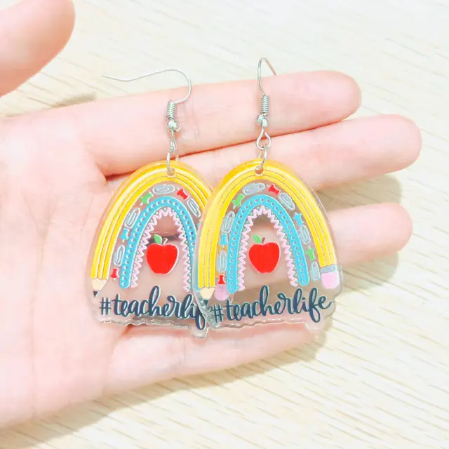 BONSNY Bookshelf Dangle Earrings - Acrylic Book Lover Earrings, Vintage Literature Theme, Hypoallergenic