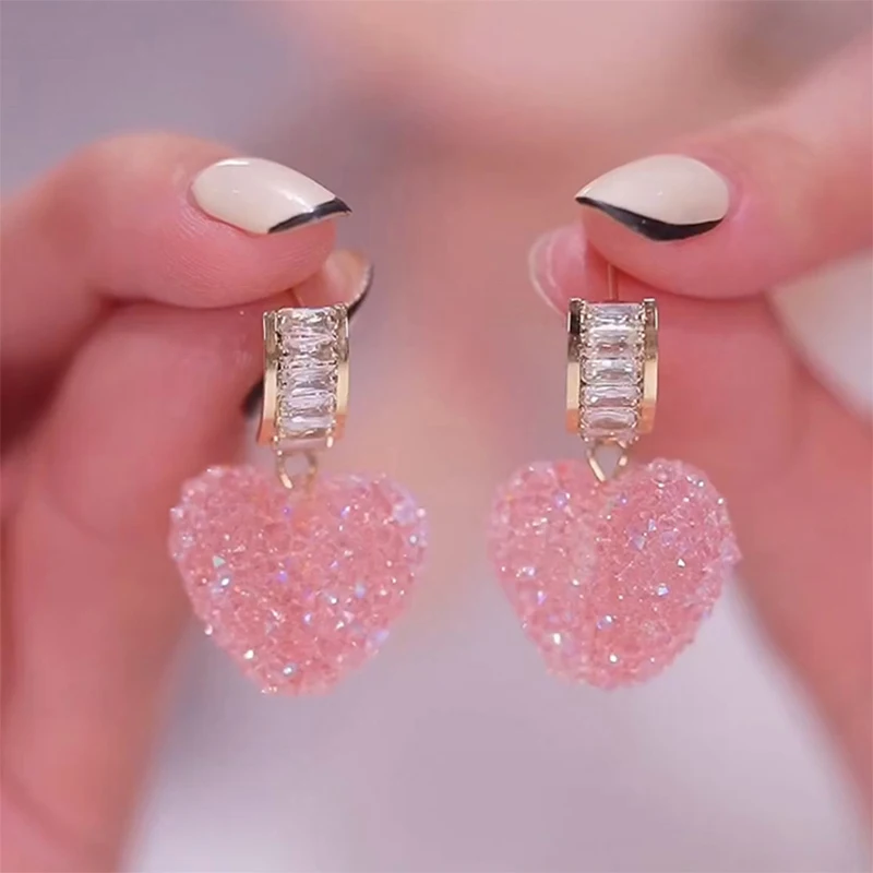 Pink Mm|korean Fashion Pink Drop Earrings For Women