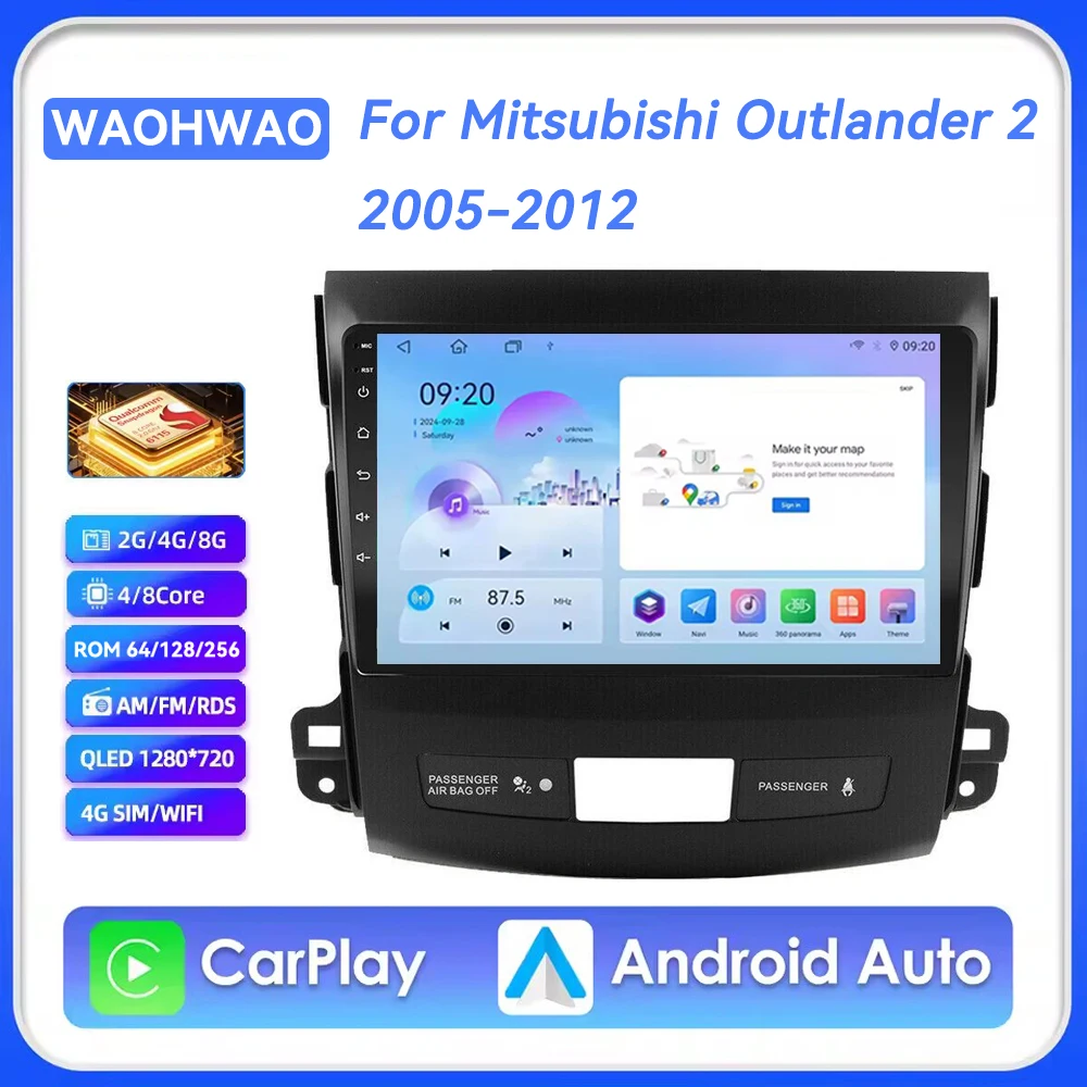 Radio para coche Android 16 para Mitsubishi Outlander XL 2 2005-2012, para Citroën C-Crosser, Peugeot 4007, reproductor multimedia de video, Carplay 1